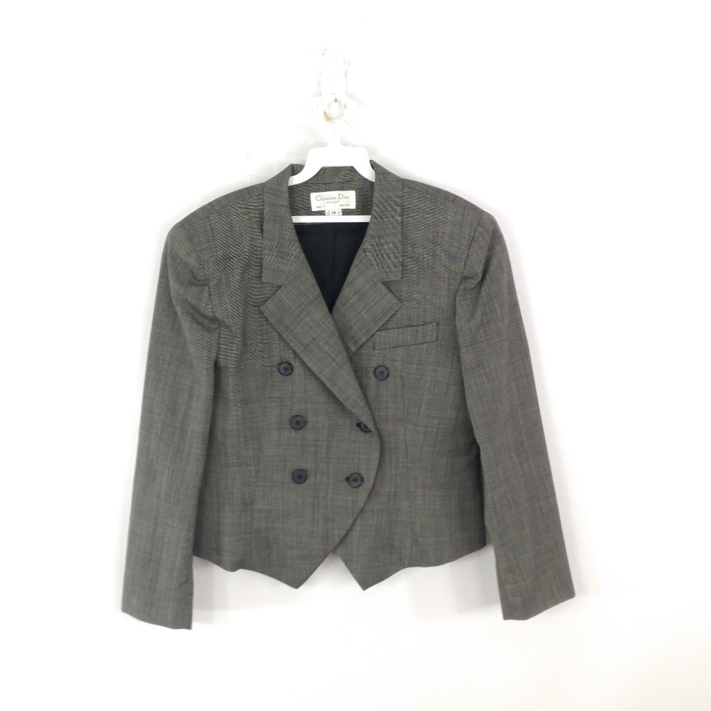 Vtg Womens Cristian Dior Womens Grey Blazer Jacket